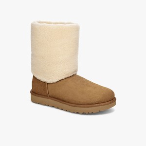 Ugg Classic Short II Sherpa Cuff Women Boots Brown (4159KVWAM)